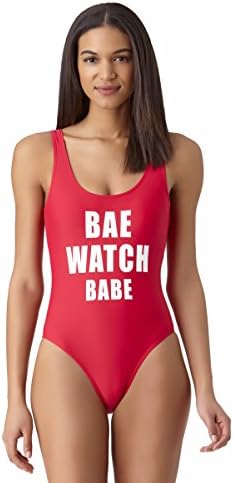 California Waves Bae Watch Babe Slogan One Piece Swimsuit