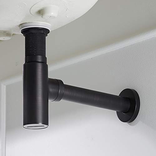Davitu Drains - Luxury Bottle Trap Brass Round Siphon Oil Rubbed Bronze Black P-TRAP Bathroom Vanity Basin Pipe Waste With Pop Up Drain WF-6920 - (Color: Chrome C) - Thumbnail 4