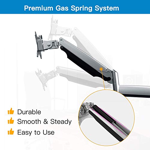 Huanuo Triple Monitor Stand - Height Adjustable Gas Spring 3 Monitor Arm Desk Mount, Full Motion Articulating Vesa Bracket Fits 13 to 32 Inch Screens with Clamp Grommet Mounting Base