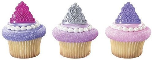 Princess Crown Tiara Royal Birthday Party Cupcake Rings (48-Pack)