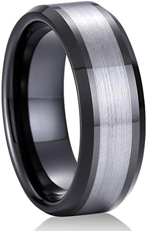 TGNEL GENTLEMAN Tungsten Rings for Men 8mm Engagement Wedding Bands Matte Finish Beveled Comfort Fit (8)