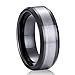 TGNEL Tungsten Rings for Men 8mm Engagement Wedding Bands Black Silver Brushed Matte Comfort Fit