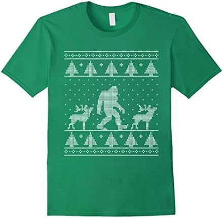 Men's Bigfoot Ugly Christmas Sweater T-Shirt, Funny Sasquatch Gift Medium Kelly Green