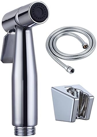 ShinMor Bidet Sprayer Handheld Cloth Diaper Sprayer Stainless Steel Shattaf Set for Personal Hygiene (Bright Silver)