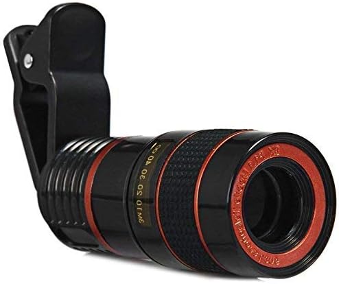 BYLKO 8X Zoom Wide Angle HD Telescope Lens with Blur Background and Universal Clip Holder for All Smartphones,Laptops & Tablets [Black]