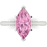 Clara Pucci 14K Solid White Gold 2.5 ctw Pink Solitaire Ring for Women | Anniversary, Birthday Gift | 13x6.5mm Marquise Cut