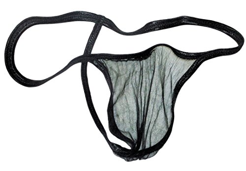 Mens SUPER STRETCHY Stocking Thong Seamless G String Expandable Underwear See Thru SUPER NAKED BLACK Made in USA