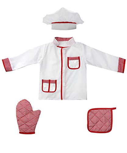 4Pcs Kids Chef Role Play Costume Set fedio Chef Dress up Set for Children(Ages 2-4)