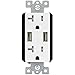 TOPGREENER TU22048A 4.8A 24W Ultra High Speed Dual USB Charger Outlet, 20A Wall Outlet with USB, 3 Interchangeable Face Covers, White