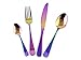 Lightahead 16pcs Rainbow colored Iridescent Stainless Steel Flatware Tableware Cutlery Set (Multicolored)