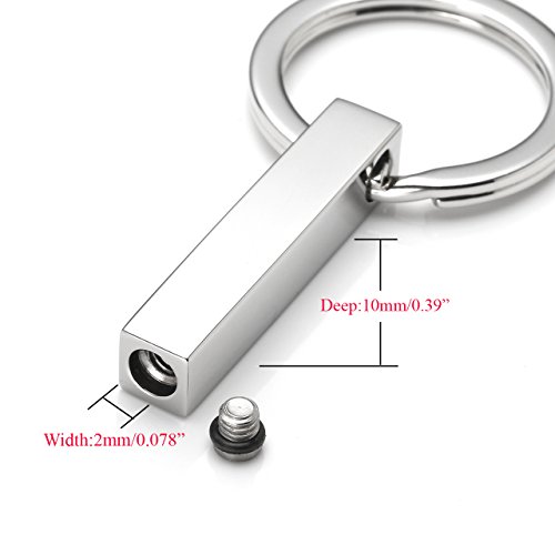 Personalized Master Free Engraving Custom Stainless Steel Vertical Cuboid Spuare Cube Bar Urn Necklace/Keychain Key Ring for Ashes Keepsake Memorial Cremation Jewelry+Funnel Kit+Gift Box - Thumbnail 6