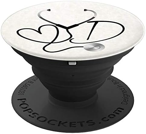 Personalized Initial Name Letter D Heart Stethoscope - PopSockets Grip and Stand for Phones and Tablets
