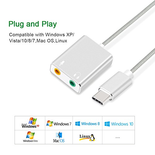 image for Auswaur USB Type C External Stereo Sound Card Audio Adapter With 3.5mm
