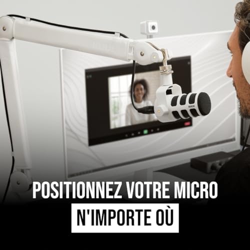 Bras de studio professionnel RØDE PSA1+ avec amortissement des ressorts et gestion des câbles (Blanc)