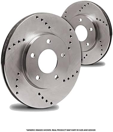 Rear Rotors^^2 Heavy Duty Cross Drilled Premium Disc Brake Rotors^^5lug