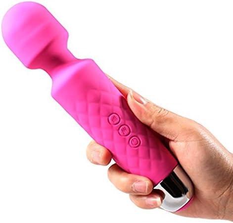 High Performance Cordless Waterproof Therapeutic Wand Massager - 8 Powerful Speeds &amp; 20 Pulsating Patterns - For Muscle Aches &amp; Sports Recovery - Rechargeable - Travel Friendly (Pink)