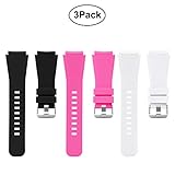 Diruite for Michael Kors Access Bradshaw Smartwatch 22mm Classic Silicone Band Strap for MKT5001/5004/5013 - Black+Pink+White (Permanent Warranty Replacement)