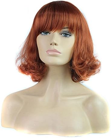 Lady Curly Wavy Short Hair Fashion Urban Girls Cosplay Wig Neat Bangs Wine Red