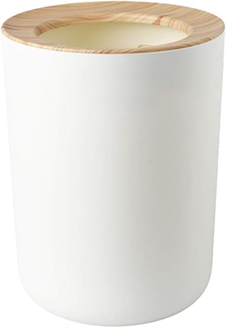 Amazon エージョン ふた付きされたゴミ箱 プラスチックゴミ箱は家庭用ゴミ箱家のリビングルームの創造的なかわいいゴミ箱 木目調圧力リングくずかご ホワイト B フタなしゴミ箱 オンライン通販