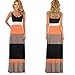 Tenworld Women Boho Spaghetti Strap Splicing Stripes Long Maxi Dress Party Dress (M = US 6)