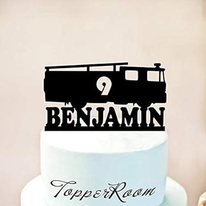 Decoration De Gateau Pour Camion De Pompiers Pour Anniversaire Pour Bebe Garcon Fete De Camion De Pompiers Prenom Personnalise Theme Camion De Pompiers 1284 Amazon Fr Cuisine Maison