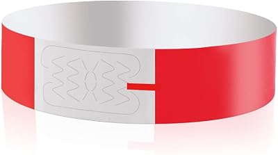 Vicloon 100 Pcs Neon Paper Like Wristbands Red Tyvek Event Safety