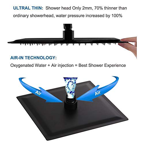 POP Matte Black Shower Faucet Set with 10 Inch Shower Head and Handle