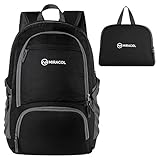 Miracol Lightweight Packable Backpack, Foldable & Durable Hiking Daypack, Perfect for Outdoor Hiking Trekking Traveling Camping, 30L, Black