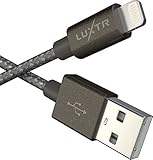Luxtr - iPhone Charger - 6.5 ft - True Apple Certification, ToughArmor Aluminum and Nylon design, Works with All Lightning Devices - Space Grey