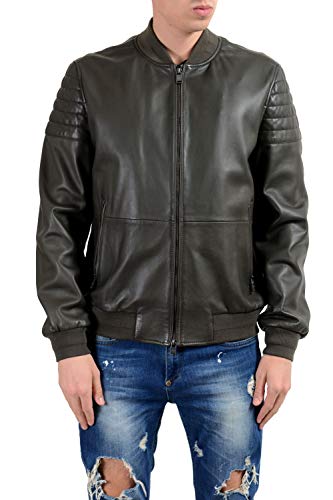 Hugo Boss Men's Leather Olive Green Jacket Full Kuwait Ubuy