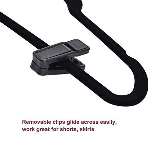 JS HANGER 50 Pack Velvet Multi-use Hangers with 10 PCS Clips for Coat, Suit, Pant, Dress and Skirt - Non-Slip Clothing Hanger with Notches, Space-Saving Slim Hanger, Black - Thumbnail 2