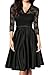 Mmondschein Women Vintage 1930s Style 3/4 Sleeve Black Lace A-line Party Dress Black M