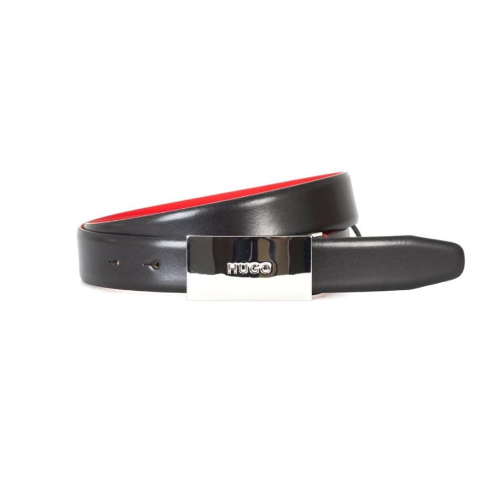 Photo 1 of Hugo Men's Baldwin Plaque Leather Belt Black 85 (US M 32)