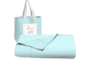 Pizuna Cotton King Size Flat Sheet Only, Ice Aqua, 400 Thread Count 100% Long Staple Combed Cotton Sateen Cooling Flat Bed Sheets Full Size (Ice Aqua King Size Flat Sheet - 1PC)