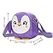Kids Shoulder Bag Crossbody Purse Mini Cartoon Animal Preschool Messenger Handbag for Children Toddler Baby Girls Leekey (Penguin Purple)