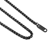 KissYan Black Stainless Steel 1.5mm to 2.5mm Rolo Cable Chain Necklace 18-30 Inch for Unisex