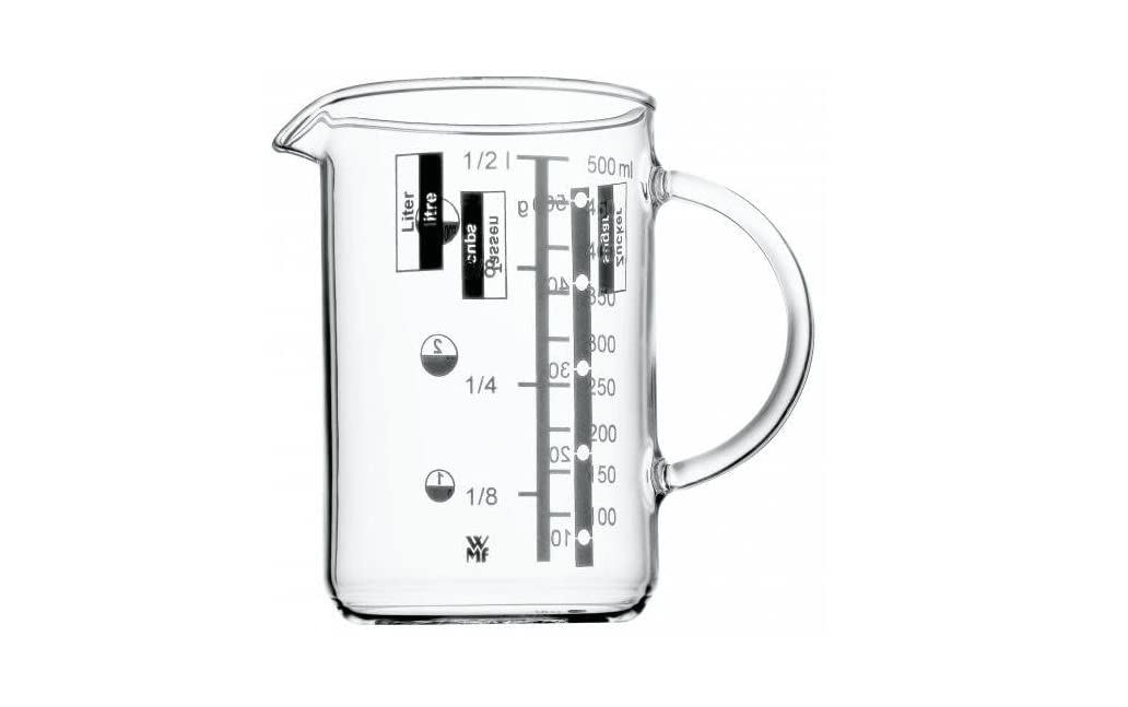WMF Gourmet Measuring Cup Glass 500 ml, Heat Resistant Glass, Measuring Cup 500 ml, Scale for Litres, Millilitres, Cups and Grams