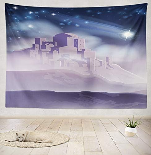 ONELZ Decor Collection, Nativity Christmas Star Wise Men Jerusalem and Birth Jesus Christ Advent Bedroom Living Room Dorm Wall Hanging Tapestry 80" L x 60" W Polyester & Polyester Blend