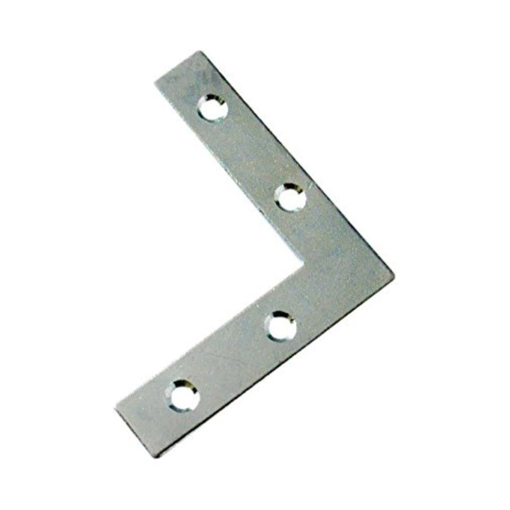 Merriway BH03864 (100 Pcs) BZP Flat Corner Brace Plate Bracket, 63 mm 2.1/2 Inch - Pack of 100 Pieces