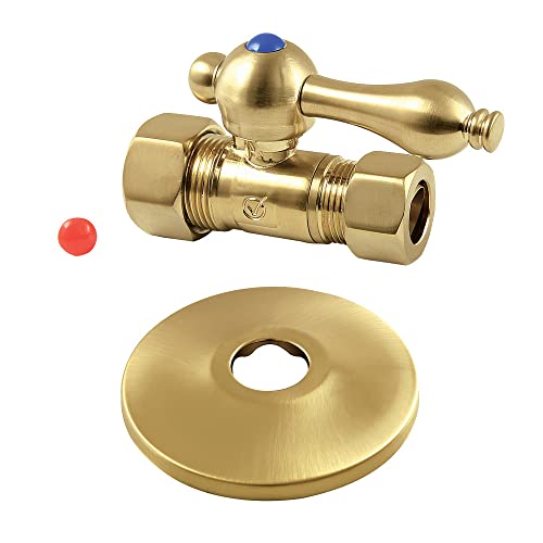 Kingston Brass CC44457K 5/8" OD Comp x 1/2" OD Comp Quarter-Turn Straight Stop…