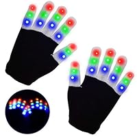 LSXD Flashing LED Finger Light Gloves with 3 Colors 6 Modes- LED Warm Gloves Colorful Glow Gloves - Light Up Toys for Kids Boys Girls
