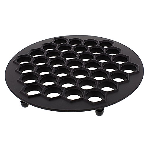 Cheftor Non-Stick Large Aluminum Dumpling Mante Ravioli Pierogi Pelmeni Mold Maker Kitchen Dough Press Cutter 10.5x10.5" with Rubber Feet