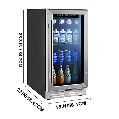 Outdoor Fridge 15 Inch Beverage Refrigerator Cooler Under Counter