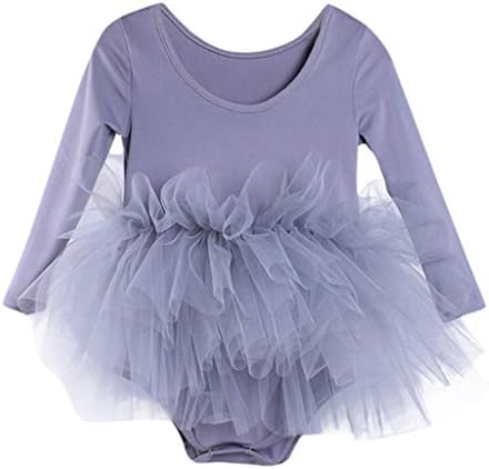 Jchen(TM) Little Kids Baby Girls Dress Gymnastics Dance Tutu Tulle Ballet Training Bodysuit Dancewear Dress for 2-6 Y