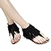 Odema Womens Flat Sandals Thong Sandals Faux Suede Tassel Zip T-Strap Sandals