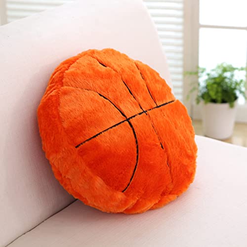 4 Pcs Sports Throw Pillows Fluffy Stuffed Soccer Ball Plush Pillow Baseball Throw Pillow Soft Stuffed Basketball Plush Pillows Football Shaped Plush Toy Sport Theme Cushion for Kids Room Decoration