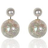 18k Gold Plated Colorful Jewelry Cool Reversible Double Sided Round Pearl Balls Stud Earring for Women (F772)
