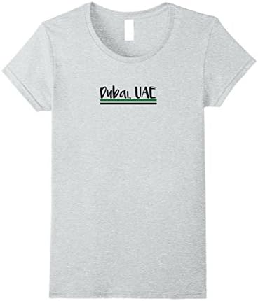 Womens Dubai UAE Flag T-Shirt Simple Minimalist Design XL Heather Grey
