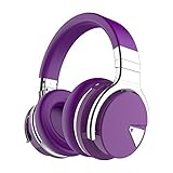 COWIN E7 Wireless Bluetooth Headphones with Mic Hi-Fi Deep Bass Wireless Headphones Over Ear, Comfortable Protein Earpads, 30 Hours Playtime for Travel Work TV Computer Phone - Purple