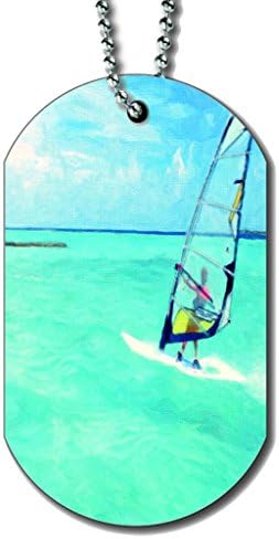 Windsurfing Painting - Dog Tag Necklace